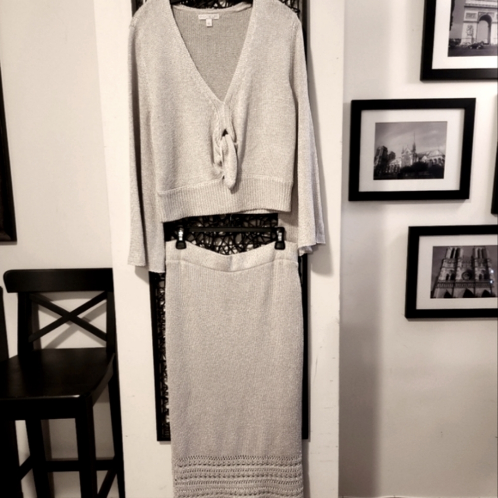 Two-peice Beige/Taupe Shirt & Top Set - Eva Mendes for NY&Co